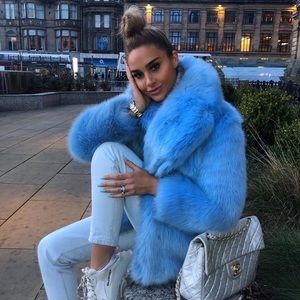 COPY - Powder Blue Faux Fur Coat